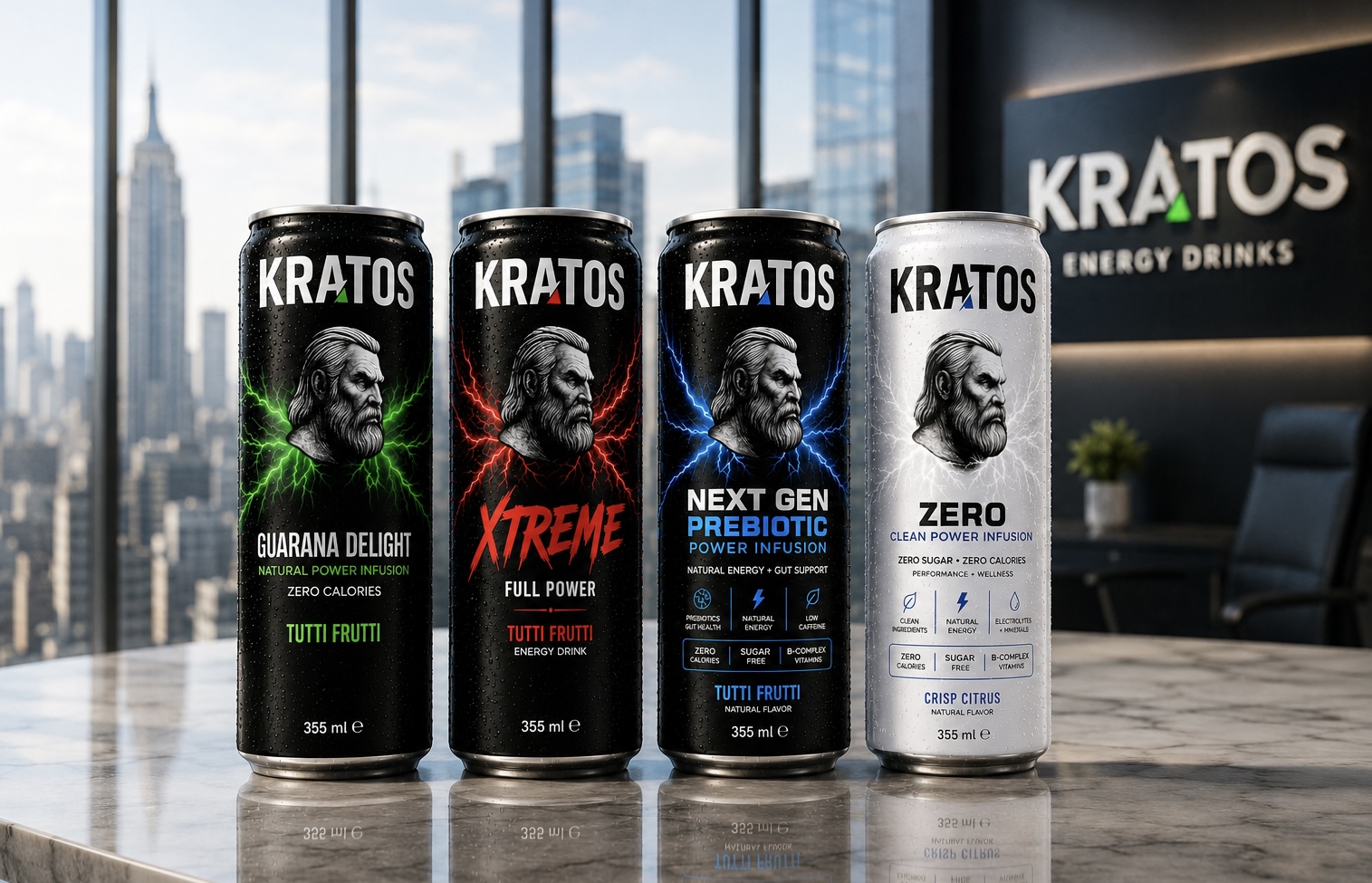 KRATOS Energy Drink, Τέσσερις Γεύσεις, Μία Φιλοσοφία